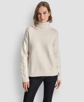 Women's Turtle Neck Bobble Stitch Long Sleeve Sweater