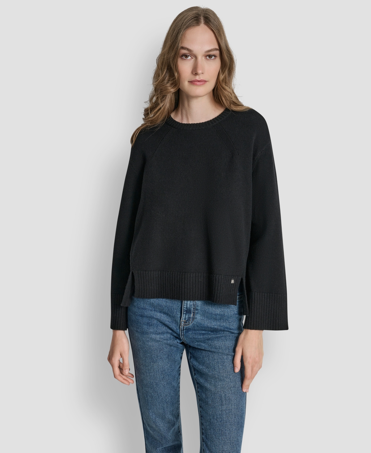 Dkny Jeans Women's High Low Hem Sweater In Black
