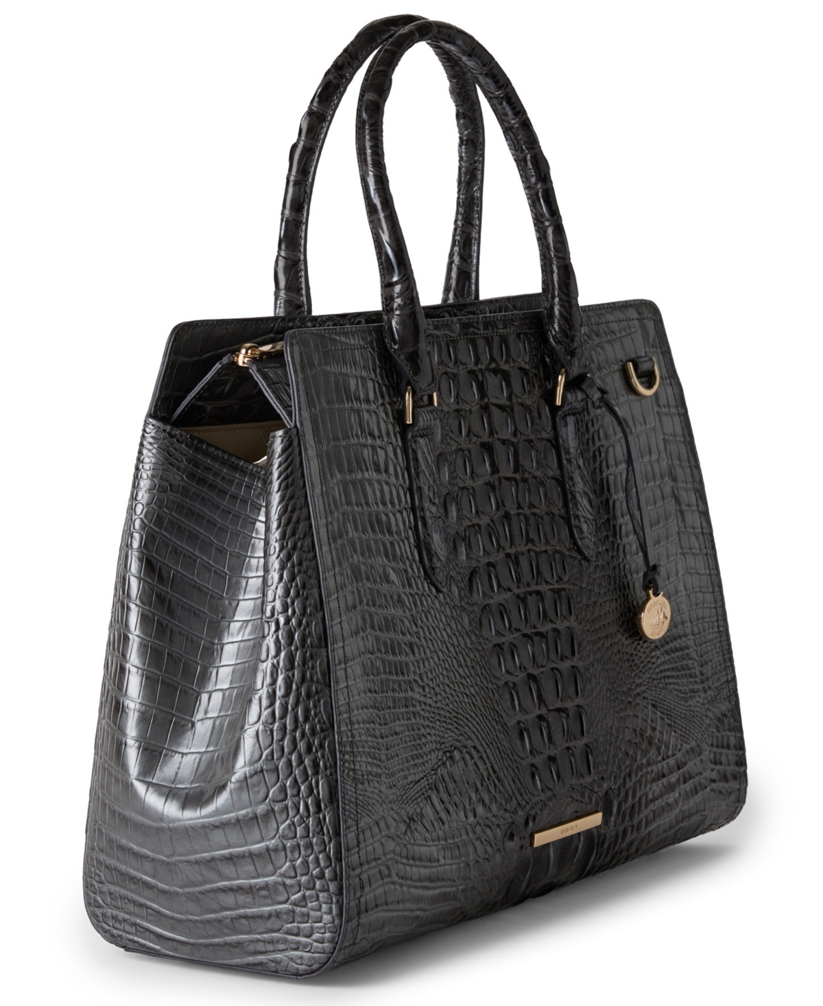 Brahmin Finley Carryall Satchel Bag In Black