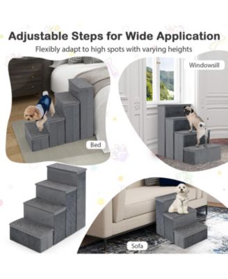 4-Step Dog Stairs Non-slip Foldable Dog Ramp with Adjustable Steps