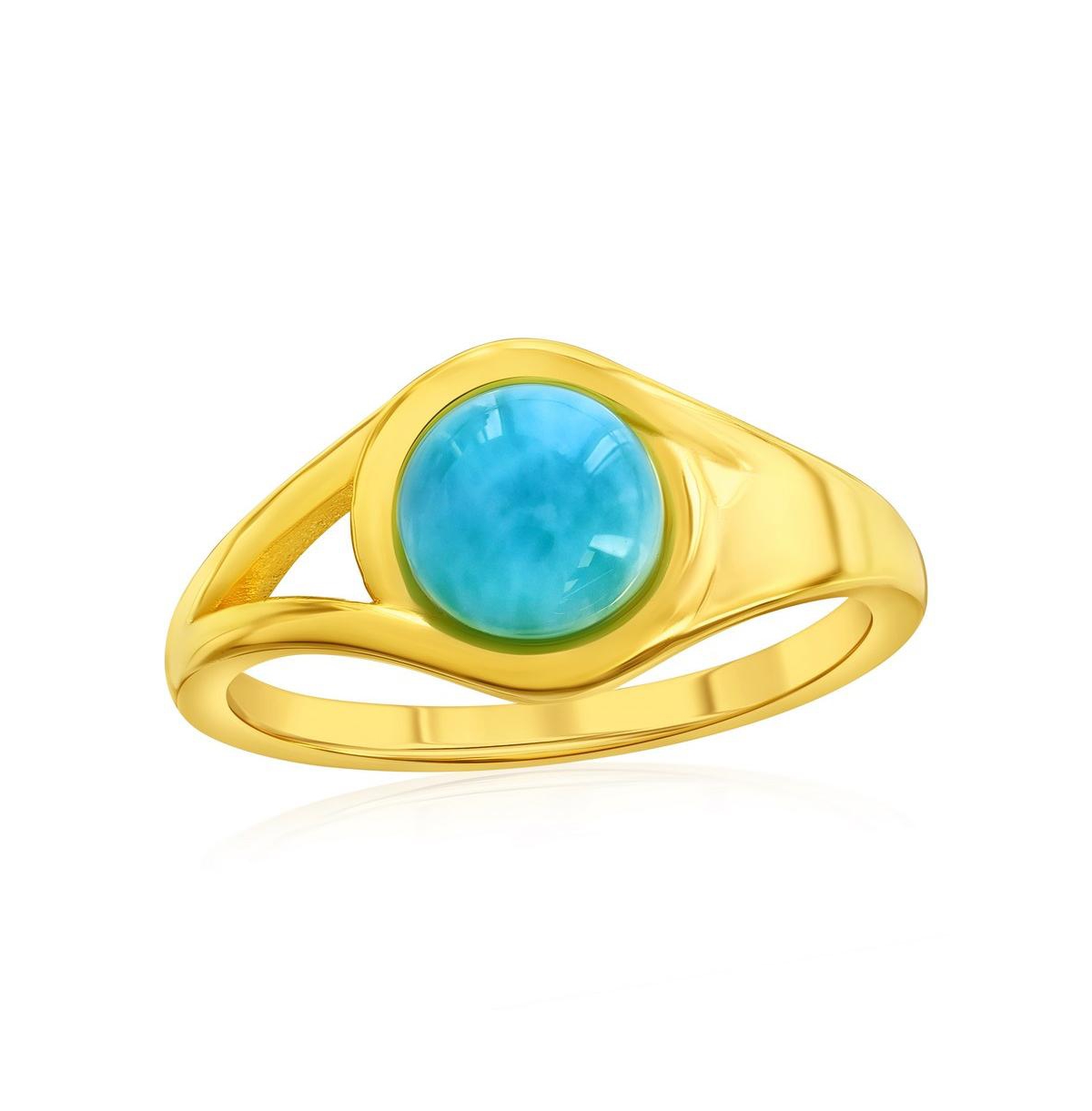 Caribbean Treasures Sterling Silver, Round Larimar Ring