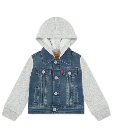 Куртка Levi's Hooded Trucker Jacket для мальчиков-малышей, цвет: Синий / Серый