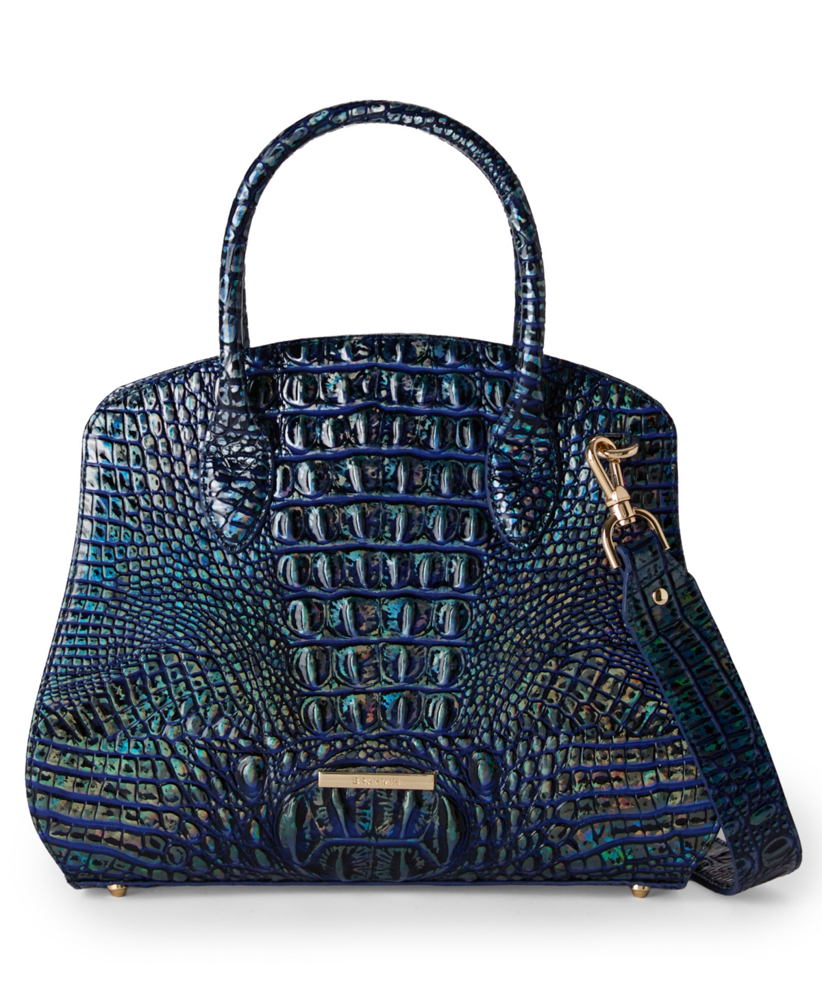 Brahmin Rosetta Melbourne Medium Leather Satchel Bag In Blue