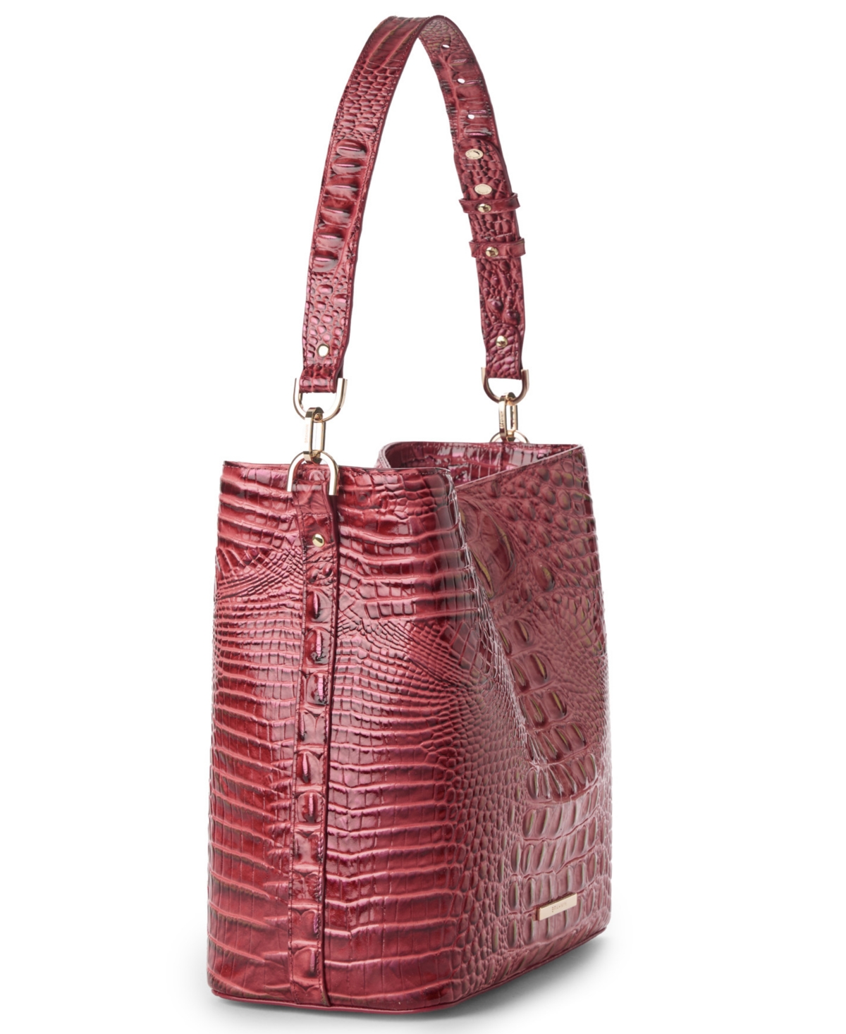 Brahmin Celina Leather Bucket Bag In Red