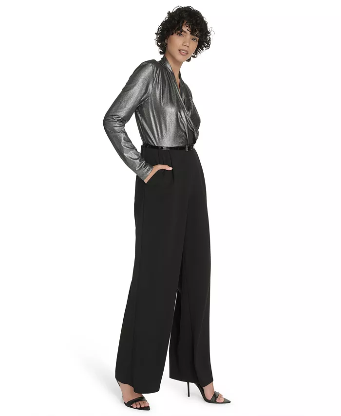 Women's Shimmer Belted Wide-Leg Jumpsuit - thumbnail 7