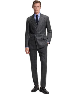 Men's BECKHAM x BOSS Checked Wool Slim-Fit Pants