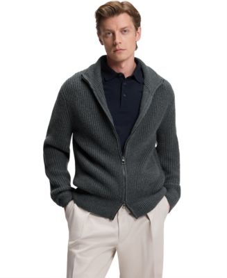 BECKHAM x BOSS Men's Wool Cashmere Zip-Up Cardigan - Macy's