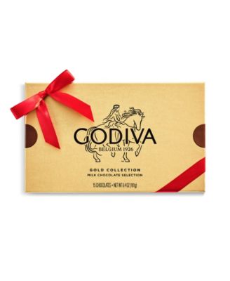Assorted Milk Chocolate Gold Gift Box with Red Ribbon, 15 Piece