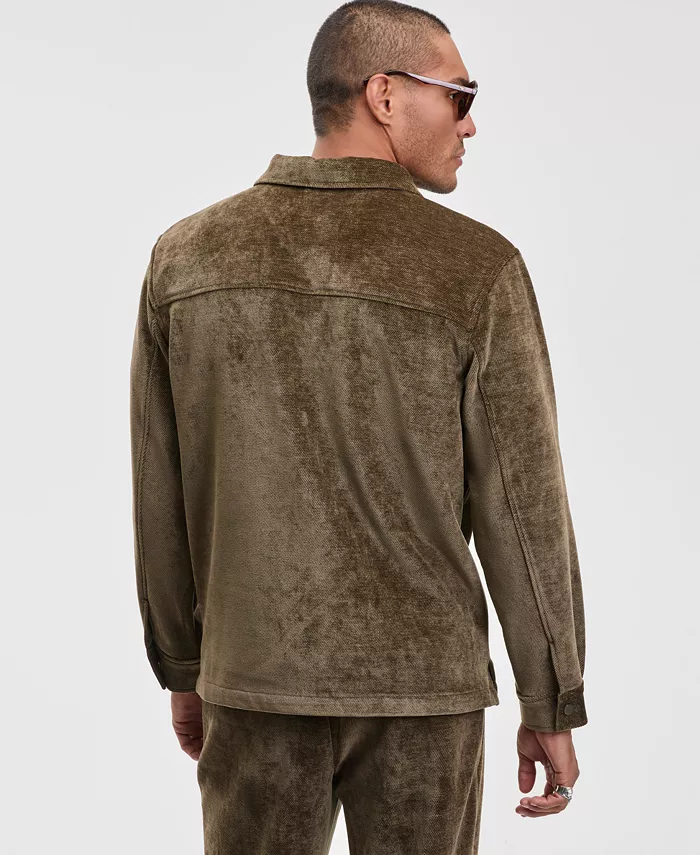 Men's Relaxed Fit Snap Front Soft Overshirt - thumbnail 4