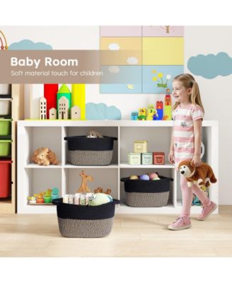 Woven Cotton Rope Storage Baskets with Handles, Decorative Set of 3