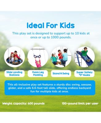 Fun All Mighty Swing Set w/See Saw, Super Disc, Swings, & Slide