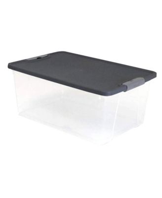 15 Qt Stackable Plastic Storage Container w/Snaplock Lid, Gray (4 Pack