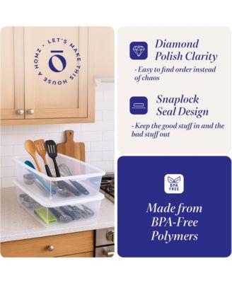 Snaplock 41 Qt Stackable Plastic Storage Container w/Latching Lid (2 Pack