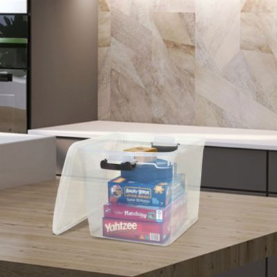 Secure Latch Large Clear Stackable Storage Container Bin, 31 Quart, 4 Count