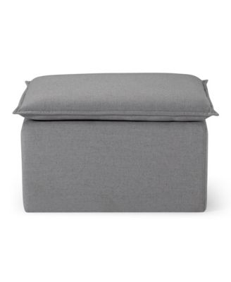 Claude Rustic Ottoman in Slate Fabric Upholstery