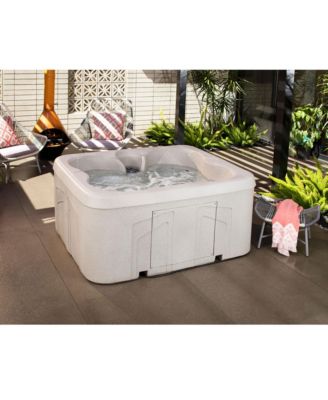 LS100 Sand 4 Person Plug and Play Square Hot Tub Spa with Black Cover