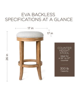 Eva Bar Stool in Weathered Oak Finish w/ Sand Color Fabric Upholstery
