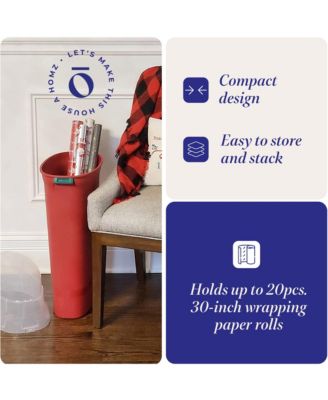 30-Inch Vertical Gift Wrap Storage Container Box, Red, Clear Lid (2 Pack