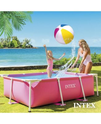 84" x 23.62" Outdoor Rectangular Frame Above Ground Swimming Pool, Pink