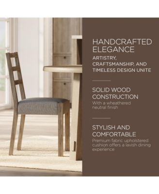 Willow Rustic Dining Chair, Grey with Slate Linen Fabric, Set of 2