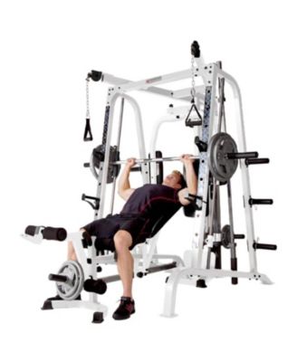 Pro Smith Cage Workout Machine Total Body Training Home Gym System, White