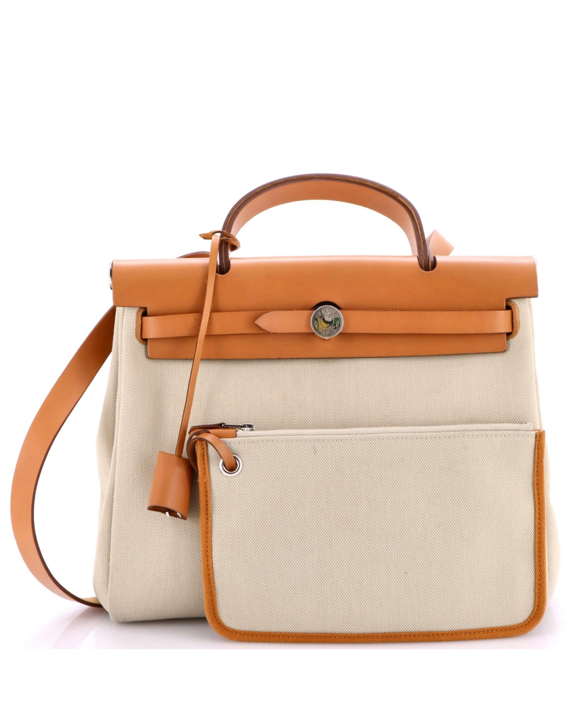 Pre-Owned Hermes 31 Herbag Zip Leather and Toile