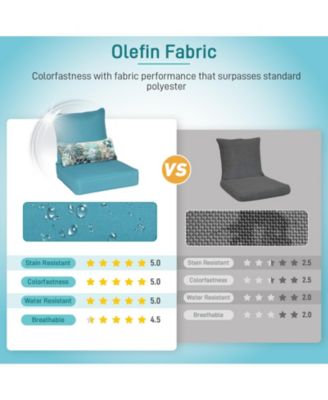 Outdoor Deep Seat Chair Cushion Set with Olefin Fabric Slipcover and Sponge Foam, 6-Piece Set
