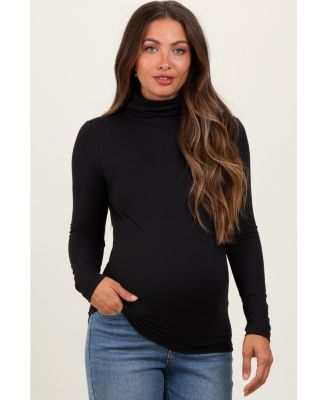 Maternity Brushed Knit Basic Turtleneck Top