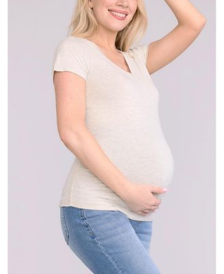Maternity V-Neck Side-Ruched Short Sleeve Tee - Motherhood