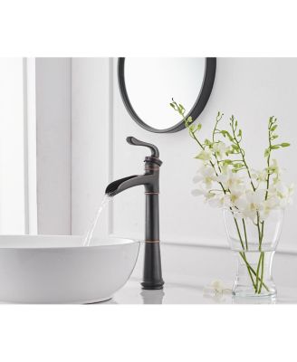 Waterfall Single Hole Single-Handle Vessel Bathroom Faucet with Pop-up Drain Assembly