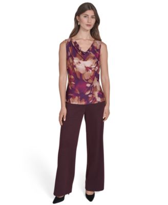 Women's Printed Sleeveless Cowl Neck Top