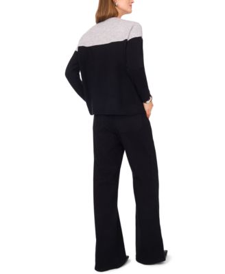 Women's Cozy Extended Shoulder Color Blocked Sweater 