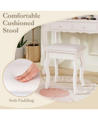 2Pc Lighted Mirror and Drawers Makeup Vanity Table Set