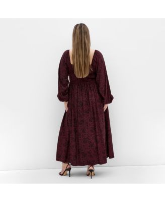 Plus Size Abbigail Long Sleeve Print Maxi Dress