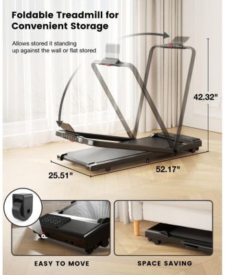 Superun 3-in-1 Walking Pad Treadmill 300lb capacity, 3.0HP quiet motor. Foldable for home/office use with remote & APP control