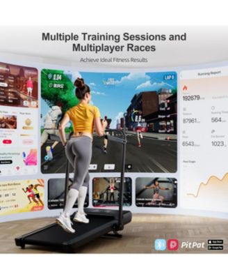 Superun 3-in-1 treadmill w/ handlebar. 300LB cap, 3.0HP motor, LED display, remote & APP control. Foldable for small home/office spaces.