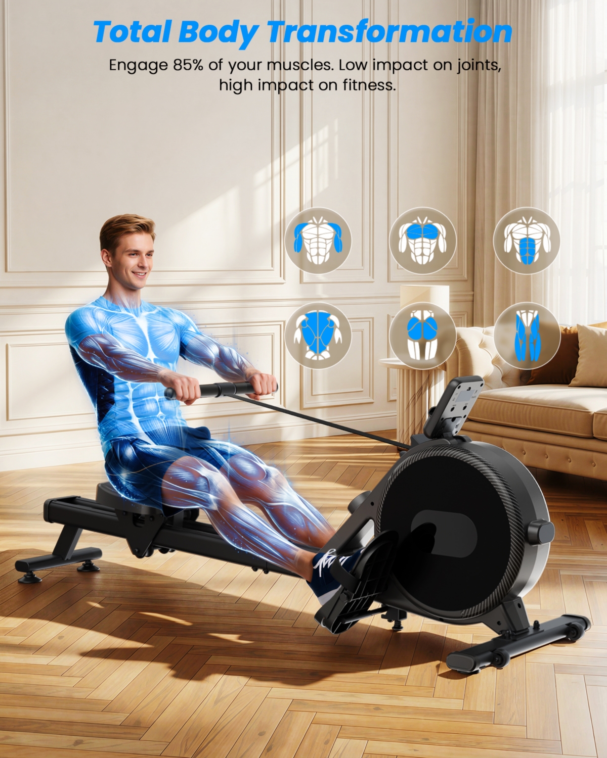 DeerRun 3-in-1 treadmill w/ handlebar. 300LB cap, 3.0HP motor, Led display, remote & App control. Foldable for small home/office spaces