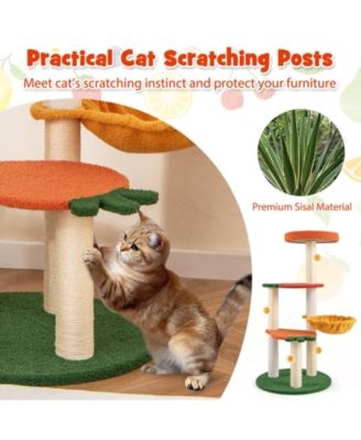 Multi-level Cat Tree Cute Fruit World Cat Tower w/ Fruit-shaped Platforms