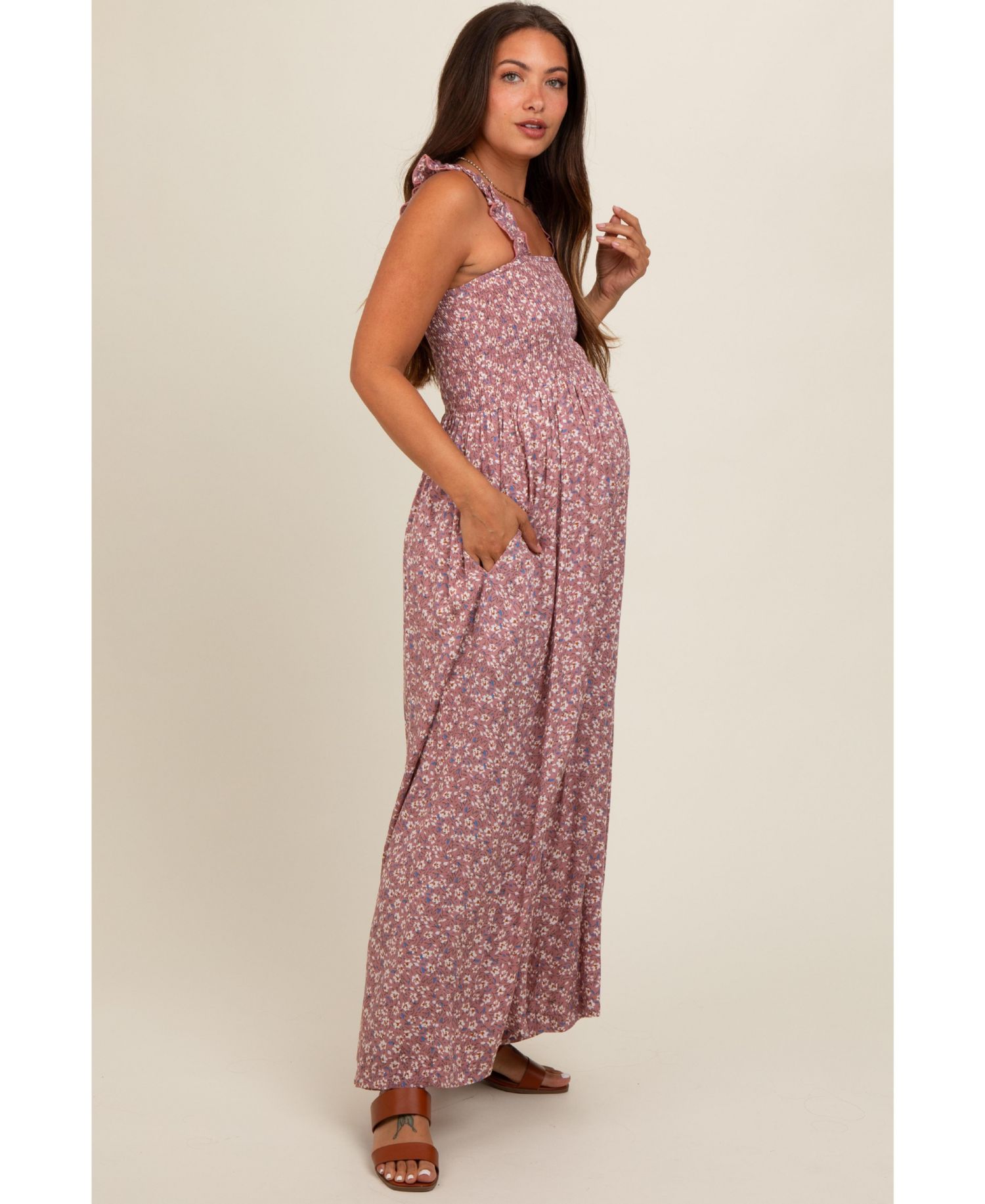 Women's Teal Floral Flowy Jumpsuit