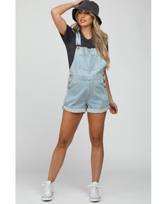 Maternity Light Blue Denim Short Overalls