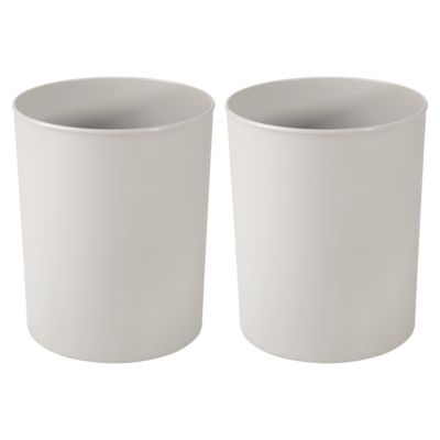 Small Round Plastic Bathroom Trash Can - Light Gray
