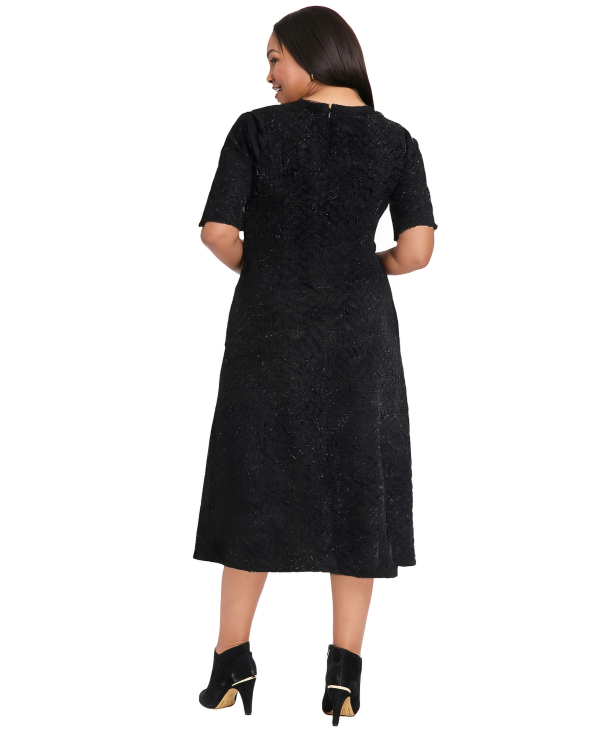 Maggy London Plus Glitter Knit Fit and Flare Midi Dress