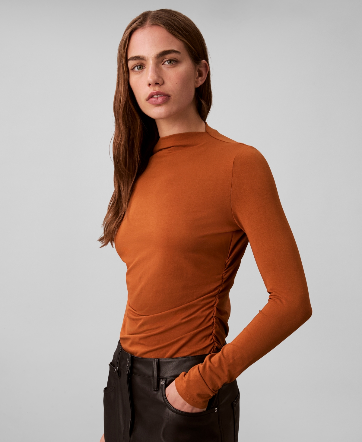 Calvin Klein Women's Slim Long Sleeve Mock Neck Top