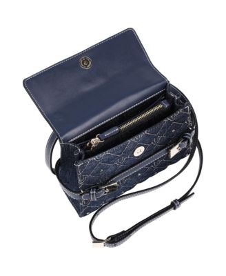 Studded Denim Flap Crossbody Bag