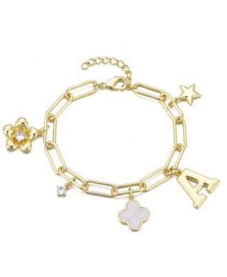 Gold Initial Chunky Charm Bracelet