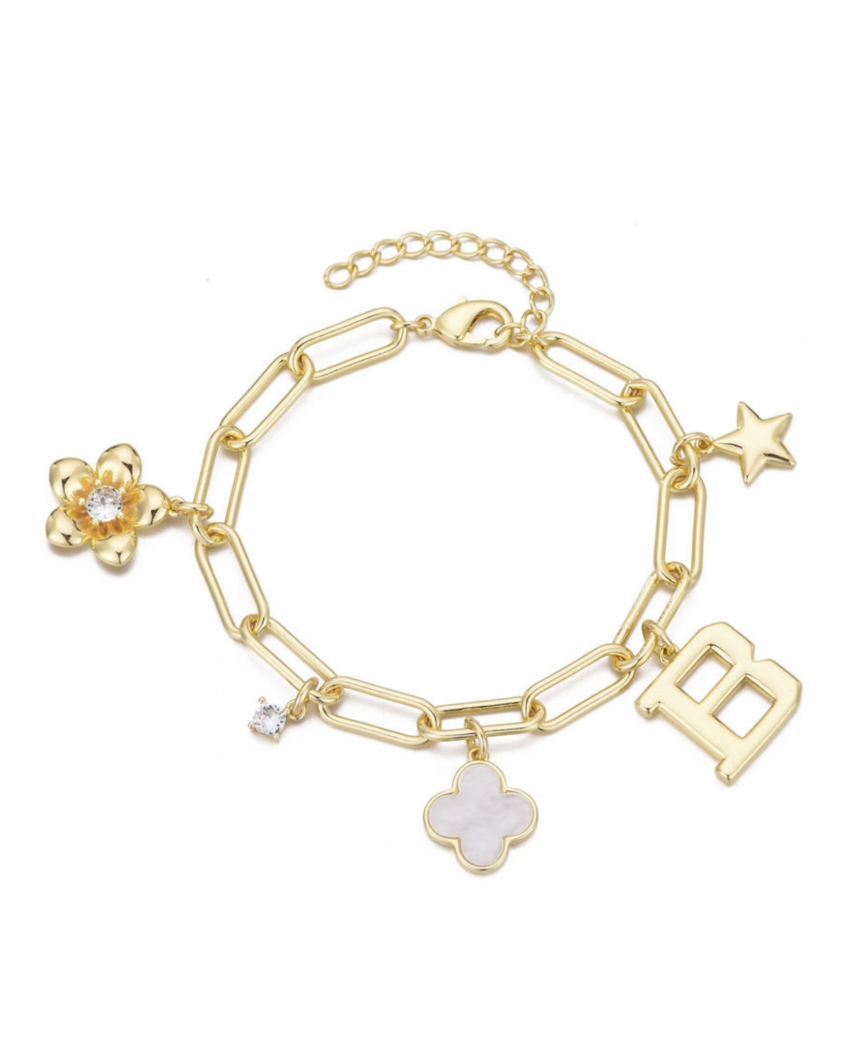 Adornia Gold Initial Chunky Charm Bracelet