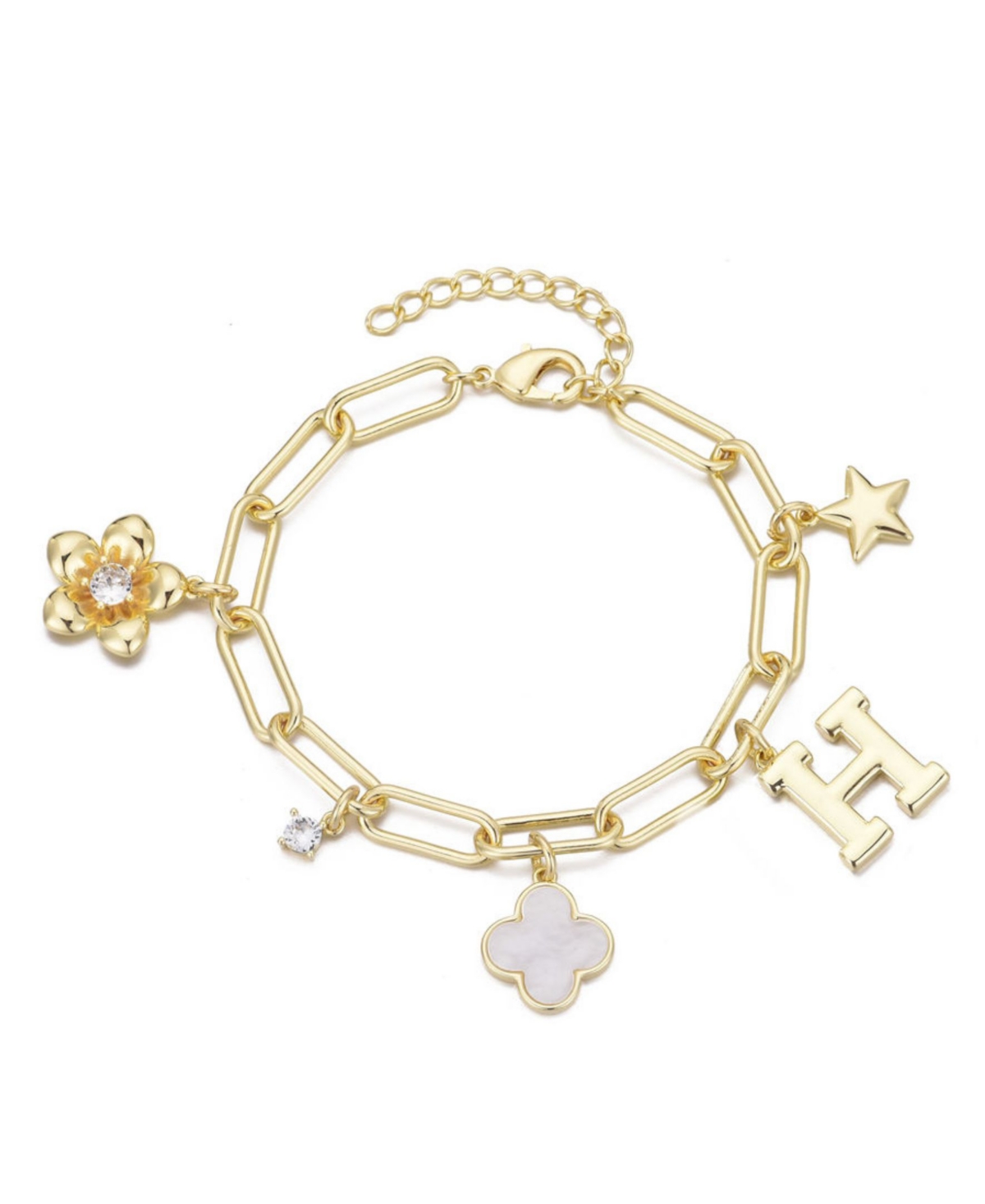 Adornia Gold Initial Chunky Charm Bracelet