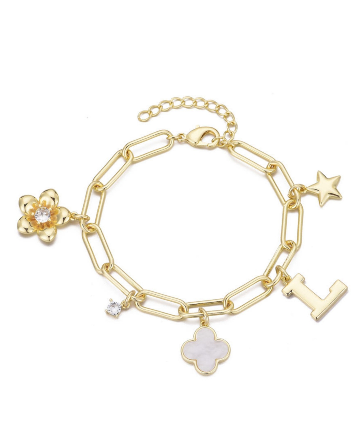Adornia Gold Initial Chunky Charm Bracelet In Gold