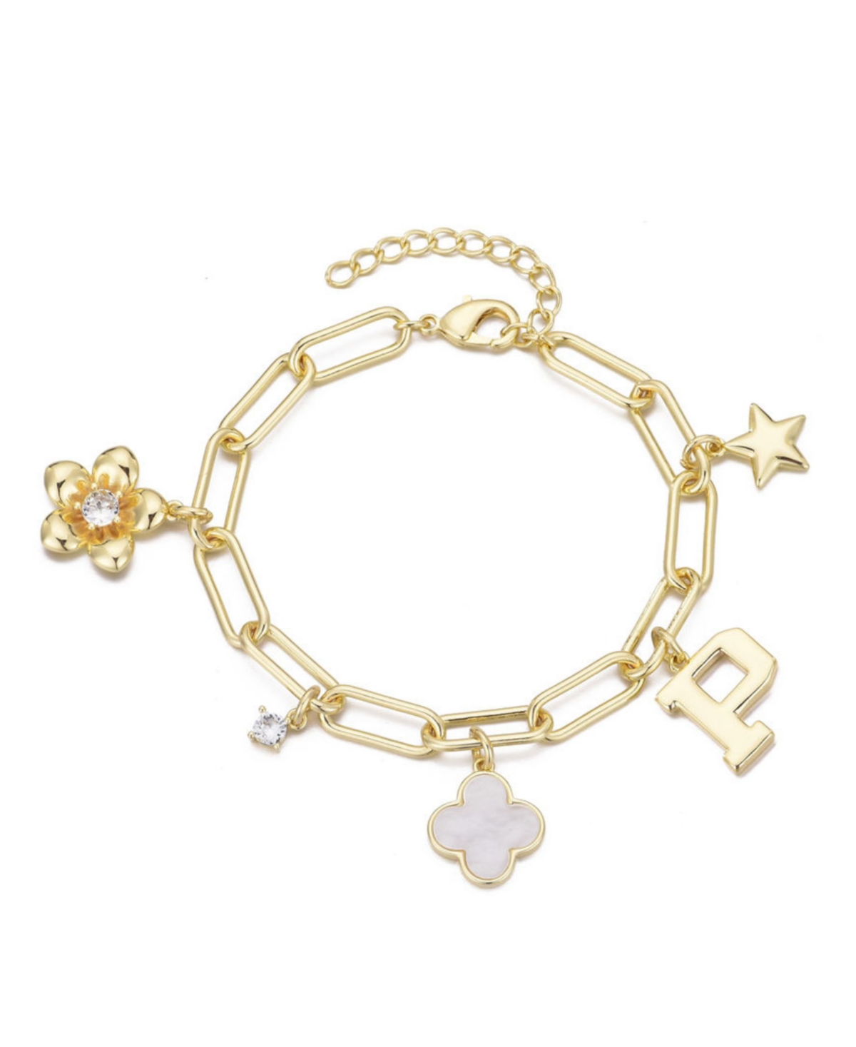 Adornia Gold Initial Chunky Charm Bracelet In Gold