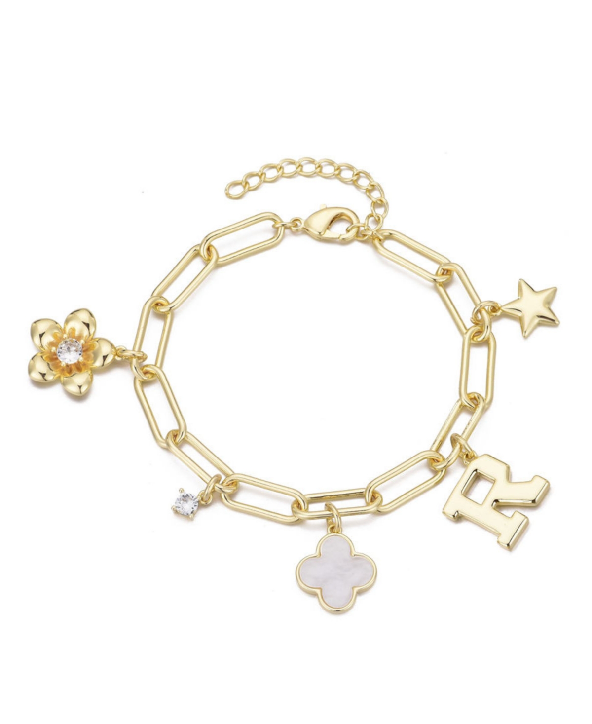 Adornia Gold Initial Chunky Charm Bracelet In Gold